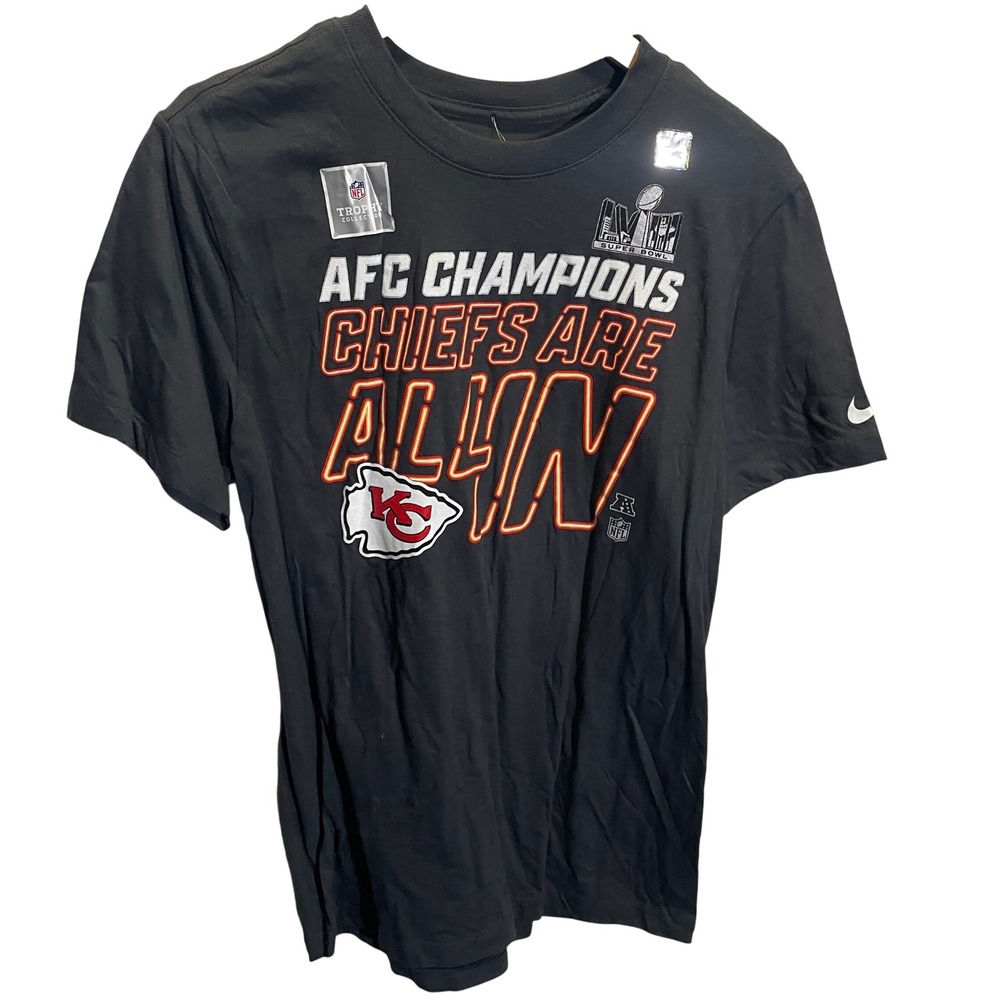 Nike Kansas City‎ Chiefs AFC Champions T-Shirt Mens Large Black Super Bowl LVIII